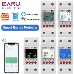 Medidor de Energía Inteligente WiFi EARU Tuya, Monitor de kWh, Protector de Sobretensión, Subtensión, Fugas a Tierra, Interruptor de Relé de Tiempo
