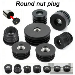 4-16 unidades de tapones redondos de plástico M6 M8, tapas negras para orificios, almohadillas ajustables con tornillo para patas de muebles y cubiertas de extremos de tubos