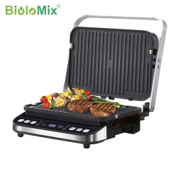 BioloMix-Parrilla de contacto eléctrica de 2000W, plancha Digital y prensa de Panini, placas
