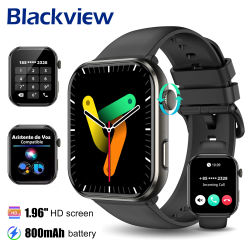 2025 Blackview R60 Bluetooth llamada Smartwatch para hombres mujeres 1,96 ''AMOLED HD pantalla oxígeno en sangre monitoreo de salud reloj de Fitness
