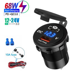 Cargador de Coche USB Dual de 68W 4.2A 12V con Panel Impermeable, Adaptador de Corriente para Vehículo, Barco, Camión, Motocicleta