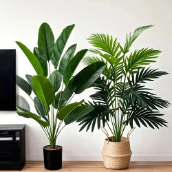 2 uds 82cm simulación a gran escala palmera Artificial y hojas de plátano plantas en macetas plantas verdes de interior planta en maceta de jardín