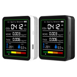 Monitor de formaldehído 5 en 1, Detector de dióxido de carbono recargable por USB, Monitor de calidad del aire CO 2 para detección de calidad del aire