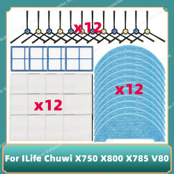 Compatible avec les pièces de rechange pour la brosse latérale, le filtre HEPA, le chiffon de nettoyage, les accessoires et les pièces de rechange pour l'aspirateur robot iLife Chuwi X750 X800 X785