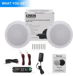 Herdio 2 uds 4 pulgadas Kit de altavoces Bluetooth de techo resistentes al agua 160W altavoces marinos para baño cocina hogar Camper al aire libre