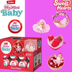 ZURU My Mini Baby Sweet Hearts, Cápsula Misteriosa Sorpresa, Muñeca Bebé con Accesorios, Coleccionable, Regalo para el Día de San Valentín