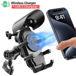 Soporte de teléfono para motocicleta a prueba de golpes, cargador inalámbrico de 15W y 18W USB 30W tipo C, carga rápida, soporte para bicicleta y Scooter
