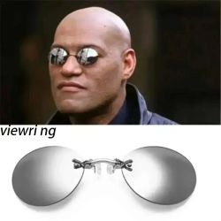  Gafas de sol VIEWRING1-2PCS con clip para la nariz, redondas, sin montura, Matrix Morpheus, mini, sin marco, vintage, para hombre
