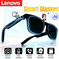 Nuevas Gafas Inteligentes con IA de Lenovo, Control Remoto Táctil, Cámara para Fotos, Grabación, Traductor, Asistente de Voz, Música, Bluetooth, Gafas de Sol