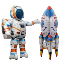 Globos de astronauta de pie 4D, globos de aluminio con cohete, juguetes para niños, Baby Shower, decoraciones para fiesta de cumpleaños con temática del espacio exterior