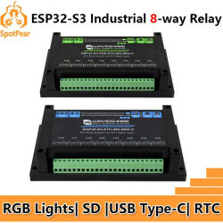 ESP32-S3 Industrial, Relé de 8 Canales, IOT LAN, WiFi/Bluetooth/CAN/RJ45 Ethernet/POE