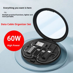 Cable de datos de carga rápida multi 4 en 1 de 60W, Cable cargador Lightning Micro USB tipo C USB-C con caja de almacenamiento y soporte para teléfono