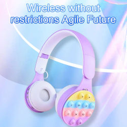 Auriculares inalámbricos con Bluetooth 5,0, cascos con burbujas de arcoíris, reducción de presión, bonitos y plegables con inserción de tarjeta de micrófono