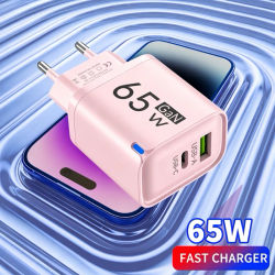 Cargador de carga rápida USB tipo C 2 en 1 de 65W, carga de alta velocidad PD para iPhone, Xiaomi, Huawei, Samsung, adaptador de teléfono móvil Oneplus