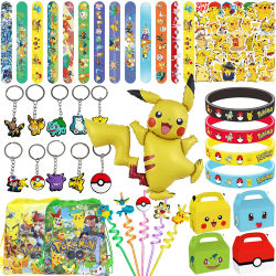 Recuerdos para Fiesta de Pokémon, Lindas Pulseras de Pikachu, Pegatinas, Bolsas de Regalo, Pajitas, Globos para Fiestas de Cumpleaños Infantiles, Regalos para Baby Shower