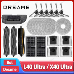 Dreame-accesorios de repuesto para aspiradora L40 Ultra / X40 Ultra, Cepillo Lateral principal, filtro HEPA, paños de fregona, bolsa de polvo, repuestos