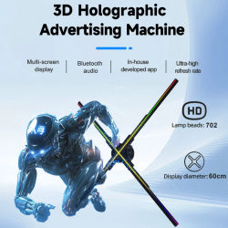 Ventilador Holográfico 3D de 60 cm con LED, Logotipo Creativo, Luz Publicitaria, Proyección Holográfica Personalizada, Compatible con WIFI y Bluetooth