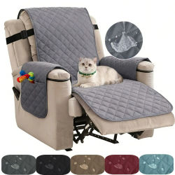 Fundas de sofá reclinables reversibles, fundas impermeables para sillón con bolsillos, Protector de muebles con correas elásticas para mascotas