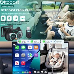 Adaptador Inalámbrico Ottocast Cabin Care para Carplay, Cámara para Bebés en el Asiento Trasero, 1080P 150 ° Monitor de visión nocturna gran angular para el asiento trasero