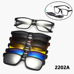 Gafas de sol magnéticas con Clip, montura de gafas ópticas 6 en 1 para mujeres y hombres, conjunto de gafas multiusos de visión nocturna polarizadas 2202 sin caja