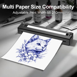 Impresora Térmica Bluetooth Portátil - Mini Impresora Inalámbrica para Plantillas de Tatuajes e Impresión de Documentos, Equipada con Papel para Tatuajes +