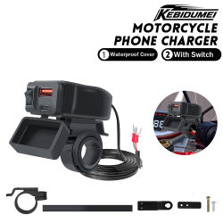 KEBIDUMEI-cargador de motocicleta de 60W con interruptor, adaptador de fuente de alimentación USB tipo C, toma de manillar impermeable, accesorios para motocicleta