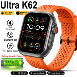 Nuevo Reloj Inteligente Ultra K62 para Hombre y Mujer, Batería de 1000 mAh, Monitor de Actividad Física, Frecuencia Cardíaca, Resistente al Agua IP68, Más de 100 Deportes, Llamadas, Relojes
