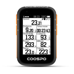 COOSPO BC200 - Ciclocomputador Inalámbrico con GPS, Velocímetro para Bicicleta, Odómetro, Pantalla de 2.6 Pulgadas, Bluetooth 5.0, ANT+, Sincronización con Aplicación, Altitud y Pendiente
