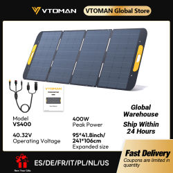 Panel Solar Plegable VTOMAN VS400W de 40.32V, Cargador Solar Portátil de Alta Eficiencia para Estación de Energía al Aire Libre
