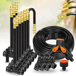 Kit de pulverizador Universal de flexión libre, manguera de 5/ 8mm, sistema de enfriamiento de nebulización para Patio, riego por nebulización de plantas de jardín, 30-5m