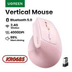 UGREEN Bluetooth 2.4G Ratón inalámbrico vertical ergonómico 4000DPI 6 botones silenciosos para portátiles MacBook Tablet