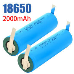 Baterías recargables de 3,7 V, 2000mAh, 18650 con hoja de níquel para lámpara de mostrador, linterna, auriculares, aspiradoras, Radio