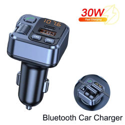 Receptor de MP3 para coche con Bluetooth, reproductor de encendedor de cigarrillos, cargador con USB-A y USB-C, pantalla LED de carga rápida, transmisor FM