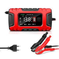 Cargador de batería de coche 12V 10A y 24V 5A mantenimiento de pulso pantalla LCD carga rápida inteligente cargador de plomo y ácido para motocicleta y coche