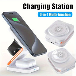 Estación de Carga Rápida 3 en 1, Soporte Magnético Plegable para Cargador Inalámbrico para iPhone 17 16 15 14 13 12, iWatch 10-2, Airpods Pro Max