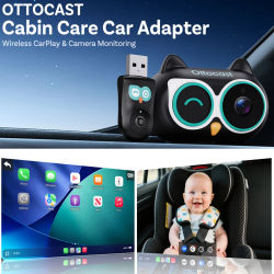 OTTOCAST Cabin Care, Cámara para Bebés en el Auto, Adaptador Inalámbrico Carplay, 1080P 150 ° Monitor de visión nocturna de ángulo amplio para asiento trasero, fácil de instalar