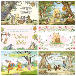 Fondo de fotografía de Winnie The Pooh para el primer cumpleaños de bebés, decoración para baby shower, pancarta para estudio de fotografía de retratos