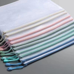 Bolsa de malla con cremallera para documentos, carpetas de archivos con cremallera impermeables, tamaño A4 A5, suministros escolares de oficina, bolsas de almacenamiento de documentos, 5/10/20/30 Uds.