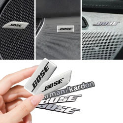 4/10 Emblemas de aluminio para audio de coche, pegatinas decorativas 3D de aluminio para altavoces de coche, pegatinas decorativas para consola central
