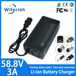 Cargador de 58,8 V 3A para batería de litio 14S 51,8 V 52 V fuerte de alta calidad con ventilador de refrigeración