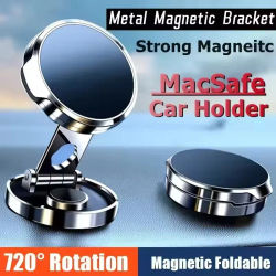 Soporte magnético fuerte para teléfono móvil 720 ° Soporte redondo plegable para coche, soporte para teléfonos universales, soportes de montaje en coche