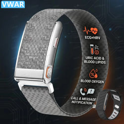 Pulsera Inteligente VWAR MG ECG+PPG de Grado Enfermeresco, Monitor de Frecuencia Cardíaca, Grasa Corporal, IMC, Temperatura Corporal, Reloj Deportivo para Hombres y Mujeres