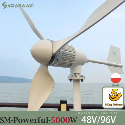 SMARAAD-generador de turbina eólica Horizontal más potente de 5000W, molino de viento con controlador de cargador MPPT gratuito e inversor fuera de la red