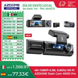Nueva Cámara para Auto AZDOME 4K M550 Pro, Delantera, Trasera e Interior, 3 en 1, con Monitor de Estacionamiento 24H, Supercondensador, 5G WIFI, GPS, ADAS, DVR
