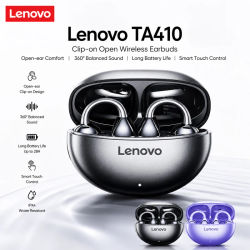 Audífonos Inalámbricos Originales Lenovo TA410 TWS con Efectos de Sonido Panorámicos, Clip para la Oreja, Conducción Ósea, con Micrófono, Bluetooth 5.4