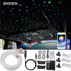 Kit de Luces de Techo con Fibra Óptica de 1/3, Efecto Cielo Estrellado, Control por Bluetooth, RGBW, Música, para Automóvil