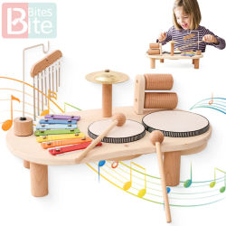 Juguetes educativos para bebés, campanas eólicas de madera Montessori, juguetes musicales para niños, xilófono, regalos de cumpleaños para recién nacidos, juguetes de mesa musical