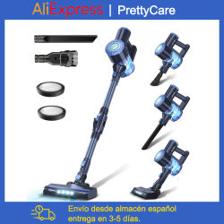 Aspiradora Inalámbrica PrettyCare W400, 25KPA de Succión, Aspiradora de Mano Potente, 40 Minutos de Autonomía, Juego de 3 Cepillos