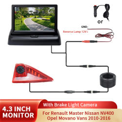 Cámara de marcha atrás de luz de freno de coche con Monitor de coche de 4,3 pulgadas para Renault Master Nissan NV400 Opel Movano Vans 2010-2016