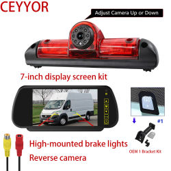 Kit de Cámara de Reversa con Luz de Freno y Monitor de Retrovisor de 7' para Fiat Ducato, Citroën Jumper, Peugeot Boxer